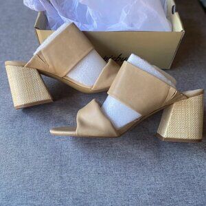 Heeled Sandals Two Straps Open Toe High Block Chunky Backless Slip-on Mules